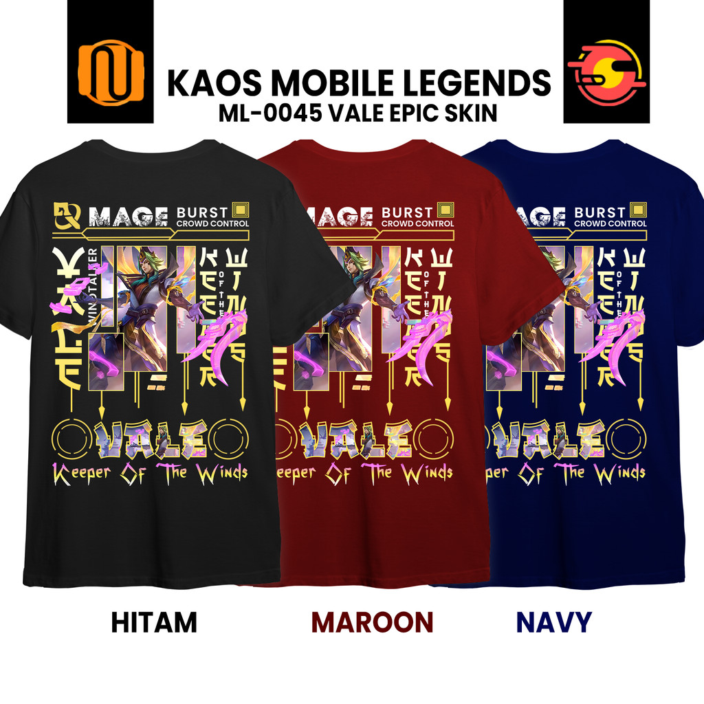 Nuhifa Store Kaos VALE EPIC SKIN Mobile Legeds Lengan Pendek Hitam  Distro Mage ML MLBB