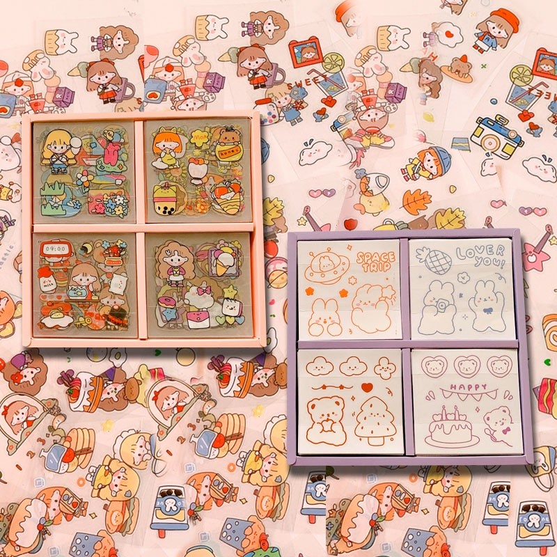 

25 Sheets Cartoon Cute Deco label Pack Waterproof Transparent