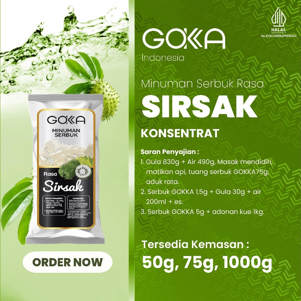 

Gokka Powder Drink / Minuman Bubuk Gokka Rasa Sirsak Kemasan 50gr