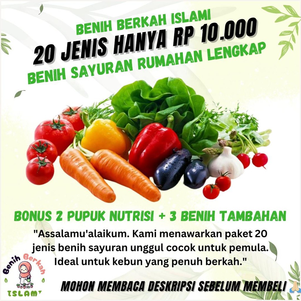 【BENIH BERKAH ISLAMI】PAKET 20 BENIH SAYURAN DAUN | SAYURAN RUMAHAN LENGKAP COD