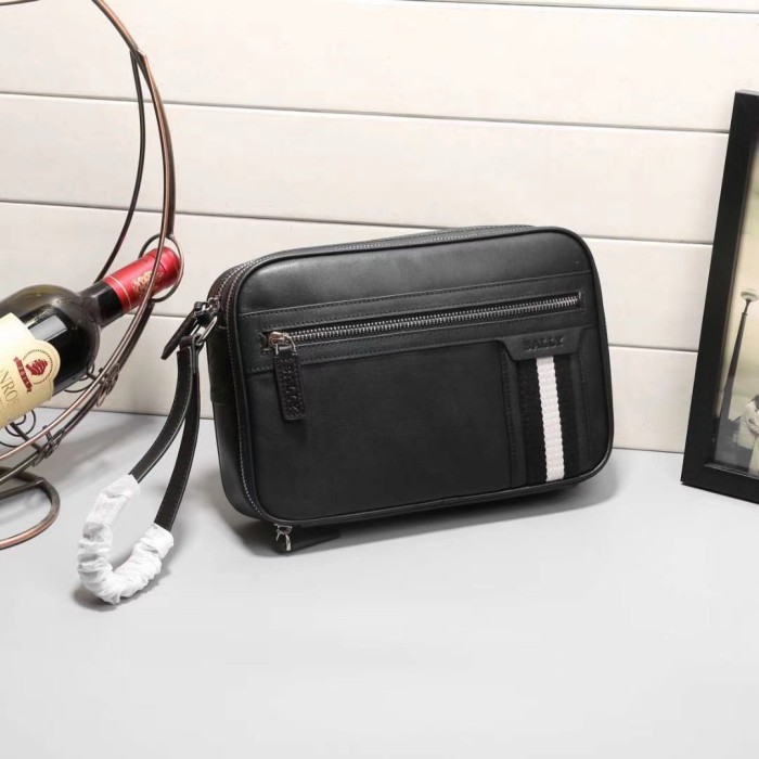 TAS BALLY CLUTCH BALLY PRIA MOTIF INSIDE MERAH PUTIH - Hitam