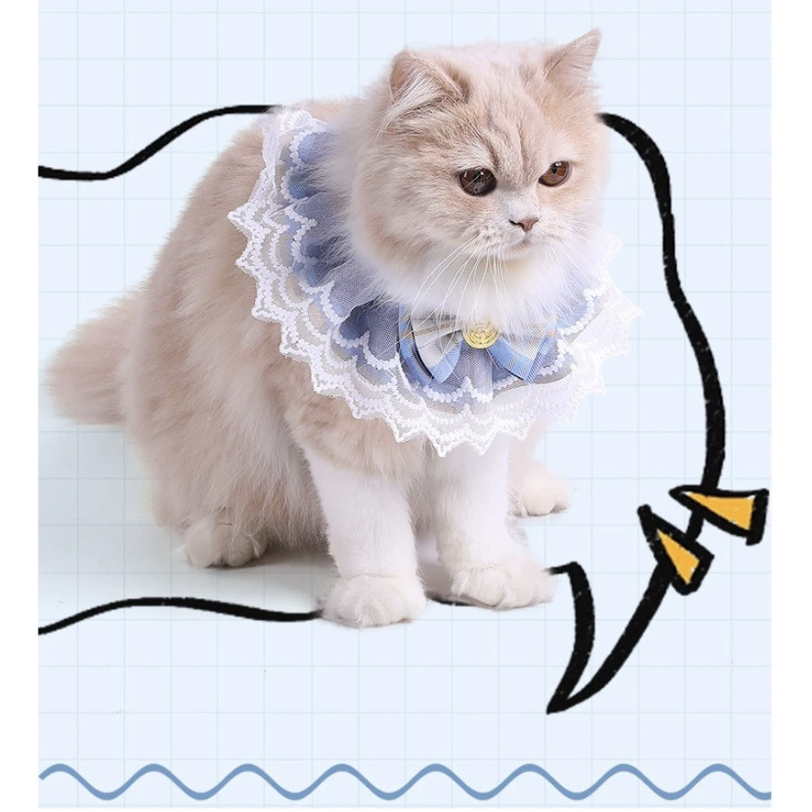 Kain PET Collar Kain Bahan Renda Pelindung Leher Kucing Anjing Anabul / Pet Collar Neck Lace Premium