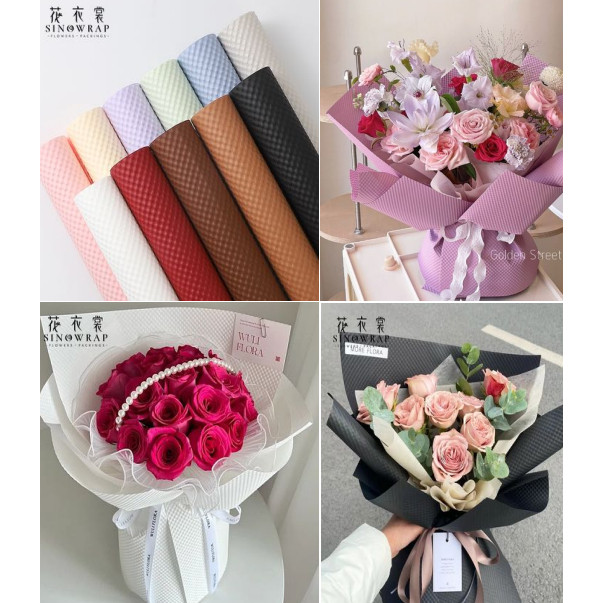 

(10Lembar)Flower Wrapping Paper Kertas Bunga Buket Print Timbul / 3D Embosses Wrapping Paper Cellophane Bungkus Kado