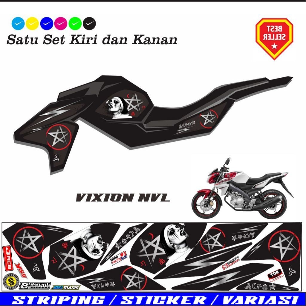 VARIASI STIKER STRIPING MOTIF LIS MOTOR VIXION NVL STIKER MOTOR