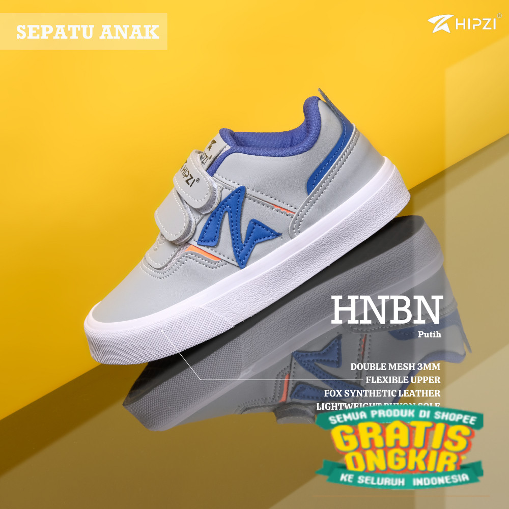 HIPZI Sepatu Sneaker Anak Sekolah Tk Sd Paud Perempuan Laki Laki Anti Selip Ringan & Nyaman HNBN Put