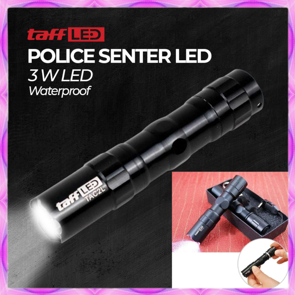 Senter LED Flashlight Waterproof 3W Senter SWAT Police USB Rechargable LED XML T6 E18u dg Baterai Ca