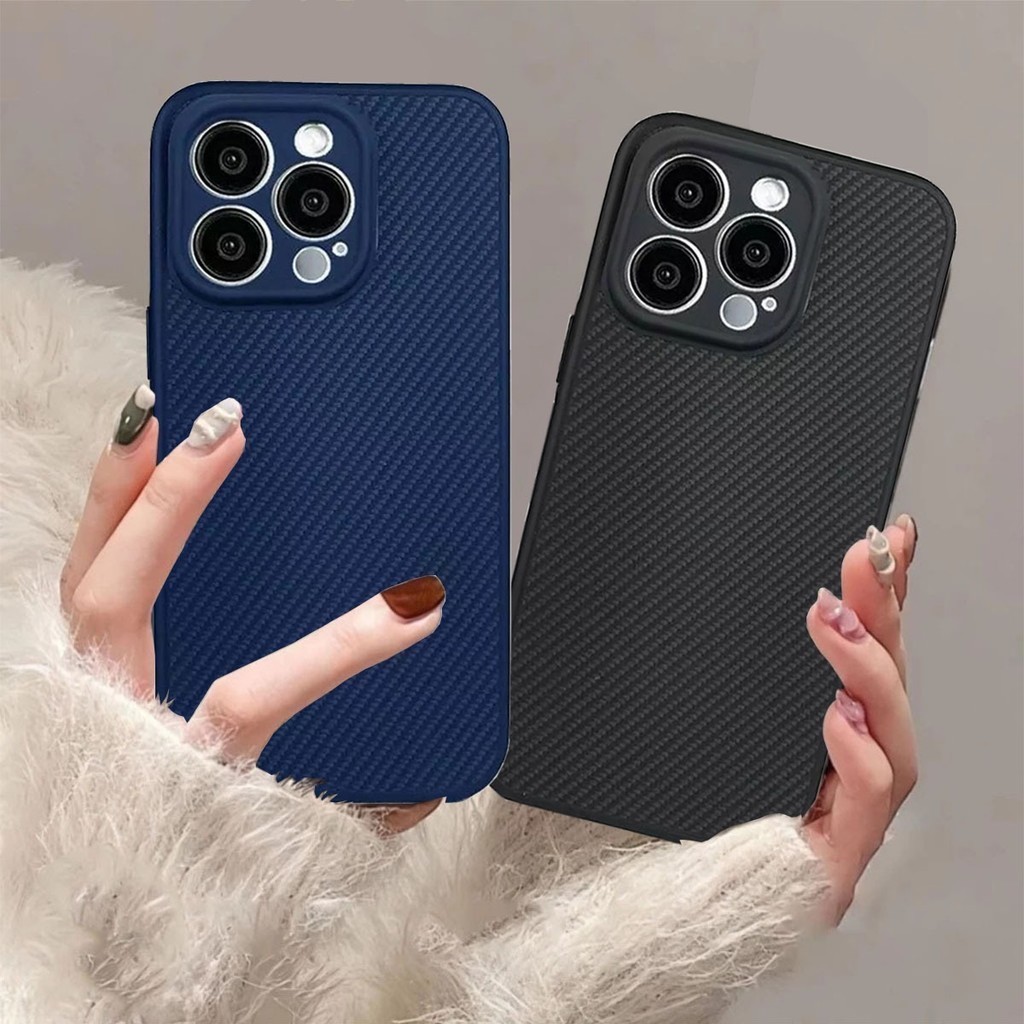 Soft Case Matte Motif Carbon Fiber Texture Protector Camera Premium Flexible Slim TPU Phone Cover Ko