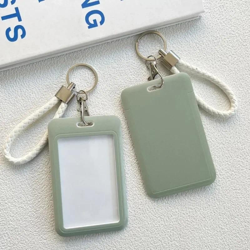 

1Pc Macaron Bus ID Card Protective Cover Cases Student Meat Keyring Card Campus Access Door Credit Card Holder Bag Set Key Chain