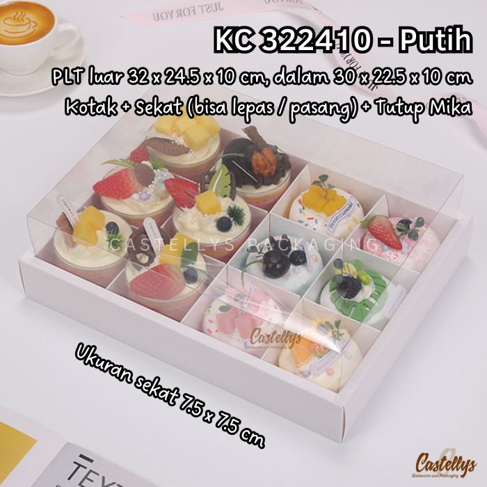 KC 322410 Kotak Box Kue Sekat 12 Cake Pudding Dessert Pie Snack Bolu Imlek Natal Lebaran