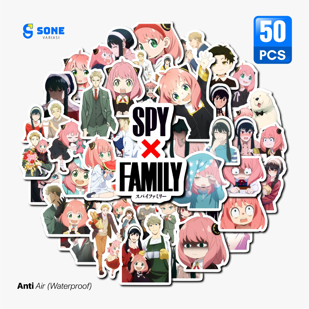 

Stiker Anime Spy x Family bahan Vinyl Waterproof Sticker Helm Buku Journal