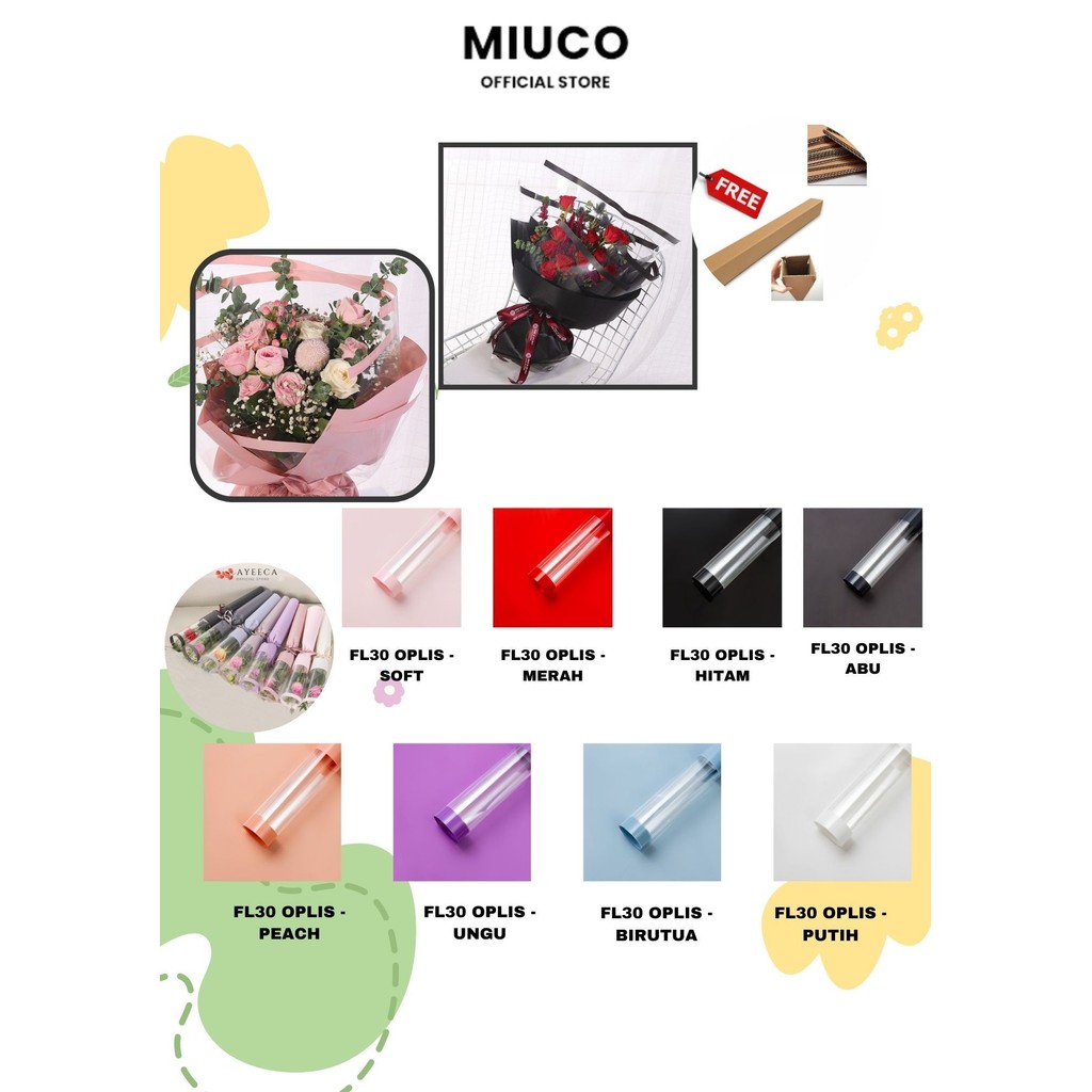 

MIUCO - (5 LEMBAR) - FL30 OPLIS Kertas Bunga Paper Buket Motif Frame List OPP Transparan Florist Cellophane