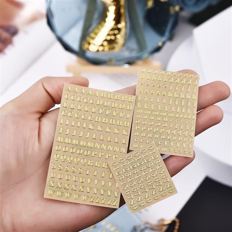 

3/4.5/7/9mm Metal Color Stickers Letters Alphabet Glitter Epoxy Resin Mold Decorative Sticker Gold Color Numbers Resin Filler