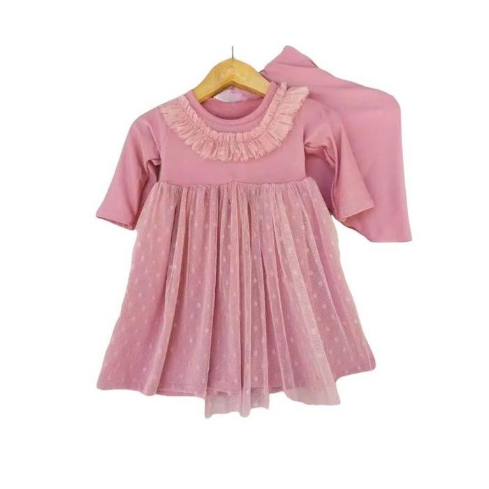 "HST.H" - TERBARU Gamis Hijab Tutu tileu Dot Bayi Anak Balita Fashion Muslim Pakaian Perempuan Katun