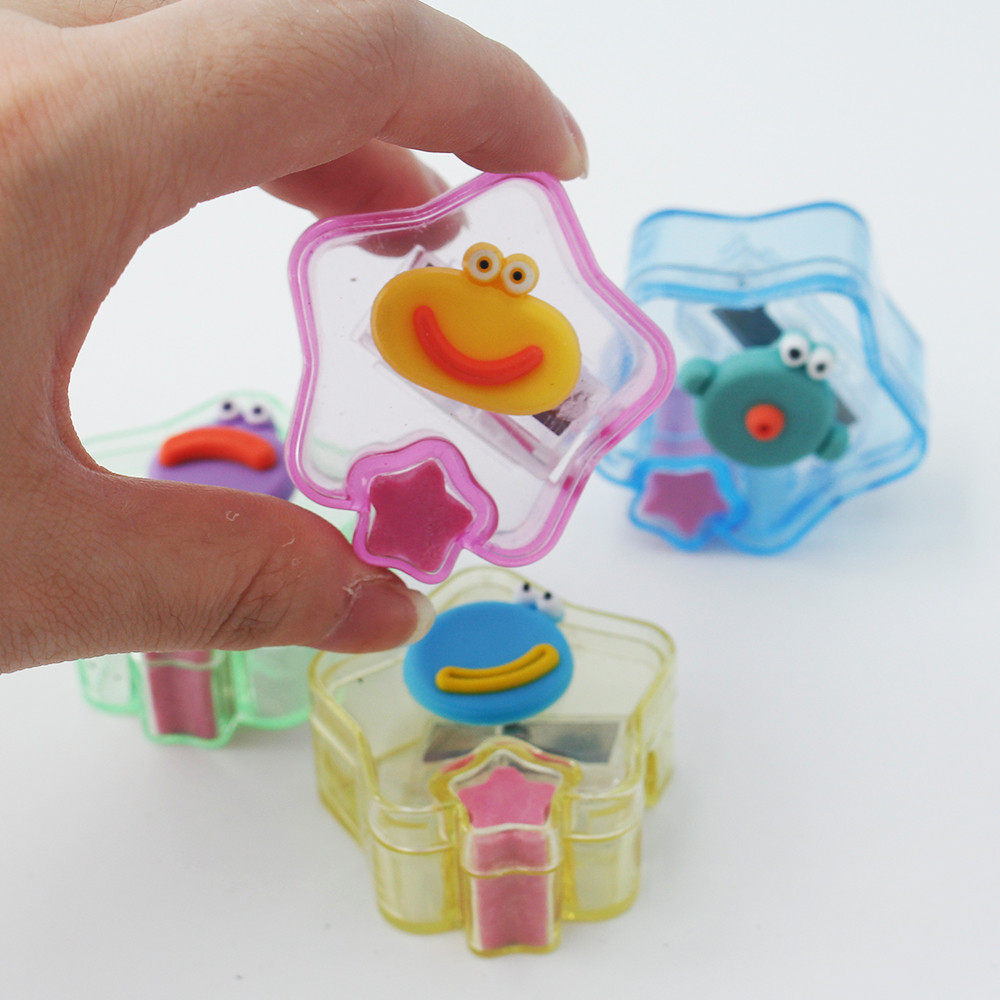

Funny big mouth Pentagram pattern Transparent plastic single-hole sharpener hand-held pencil sharpener with eraser 570A