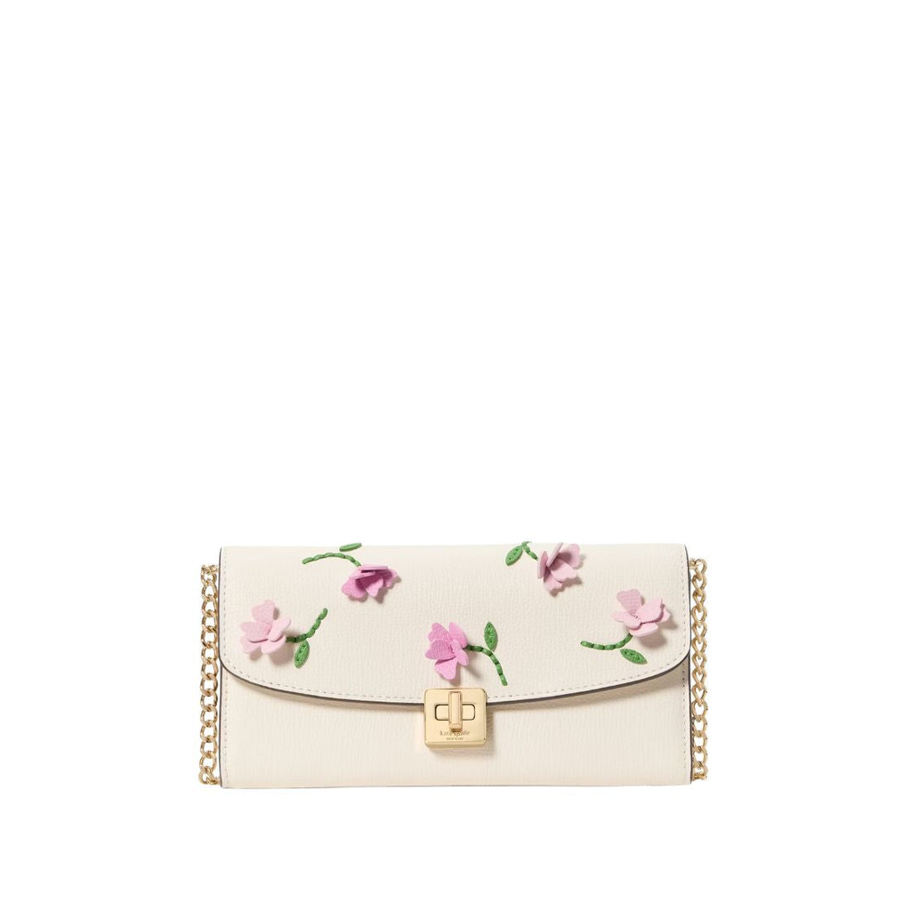 KATE SPADE Phoebe Floral Applique Turnlock Wallet-on-Chain Meringue Multi