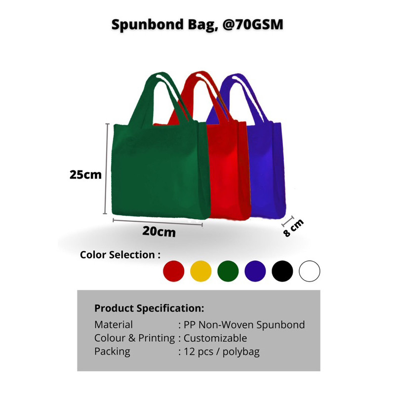 [LF] tas press handle / tas spundbond tebal / tas parsel parcel polos /tas belanja / reusable bag