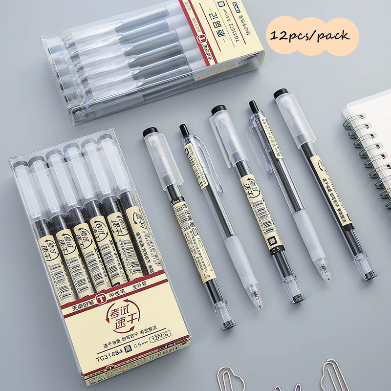 

Sharkbang 0.35mm 0.5mm Gel Pen 12pcs/Pack Blue/Black/Red Ink Handle Writing Pen Set Cap Press School Drawing Stationery Supplies