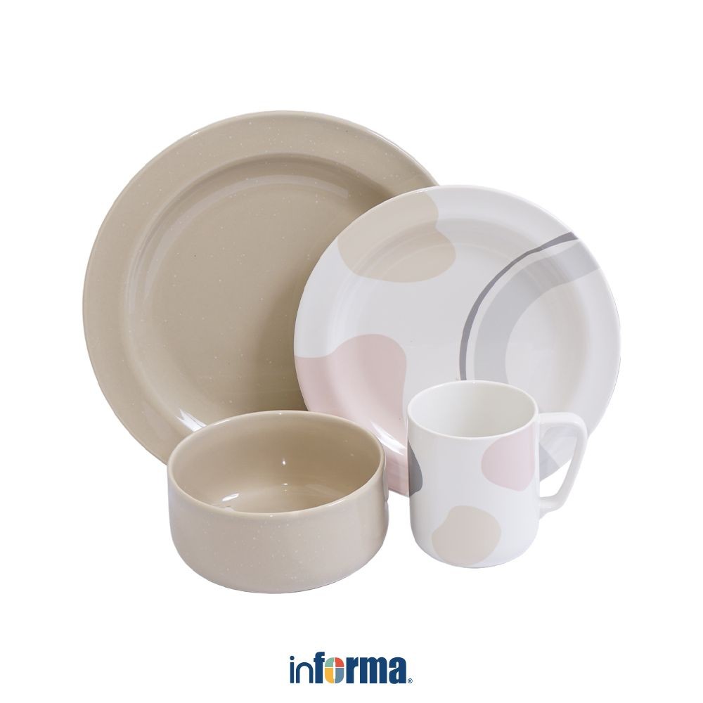 Informa Appetite Osha Set 8 pcs Perlengkapan Makan Geo - Pink Dining Set Tableware Alat Makan Dinner