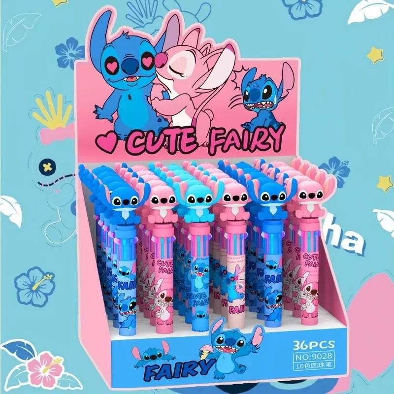 

Disney 36pcs Ballpoint Pen Cartoon Stitch 10 Color Marker 0.7mm Kids Graffiti Multicolor Hand-held Pen Students Learn Stationery