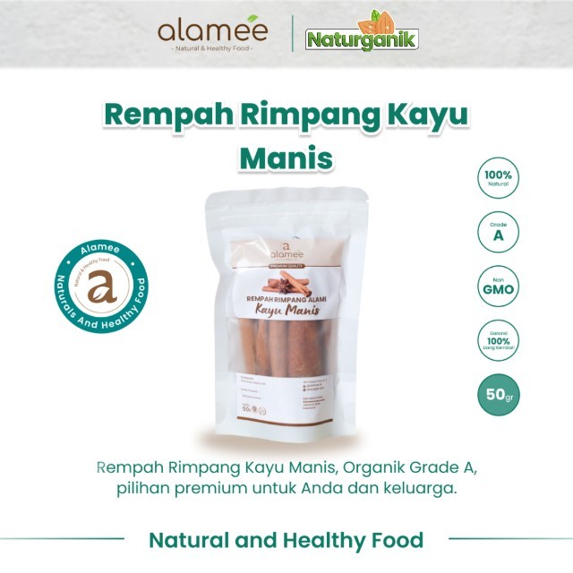 

ALAMEE Kayu Manis Batang Cinnamon Stick Rempah Rimpang Organik Alami Bumbu Masak Spice 50gr Naturganik