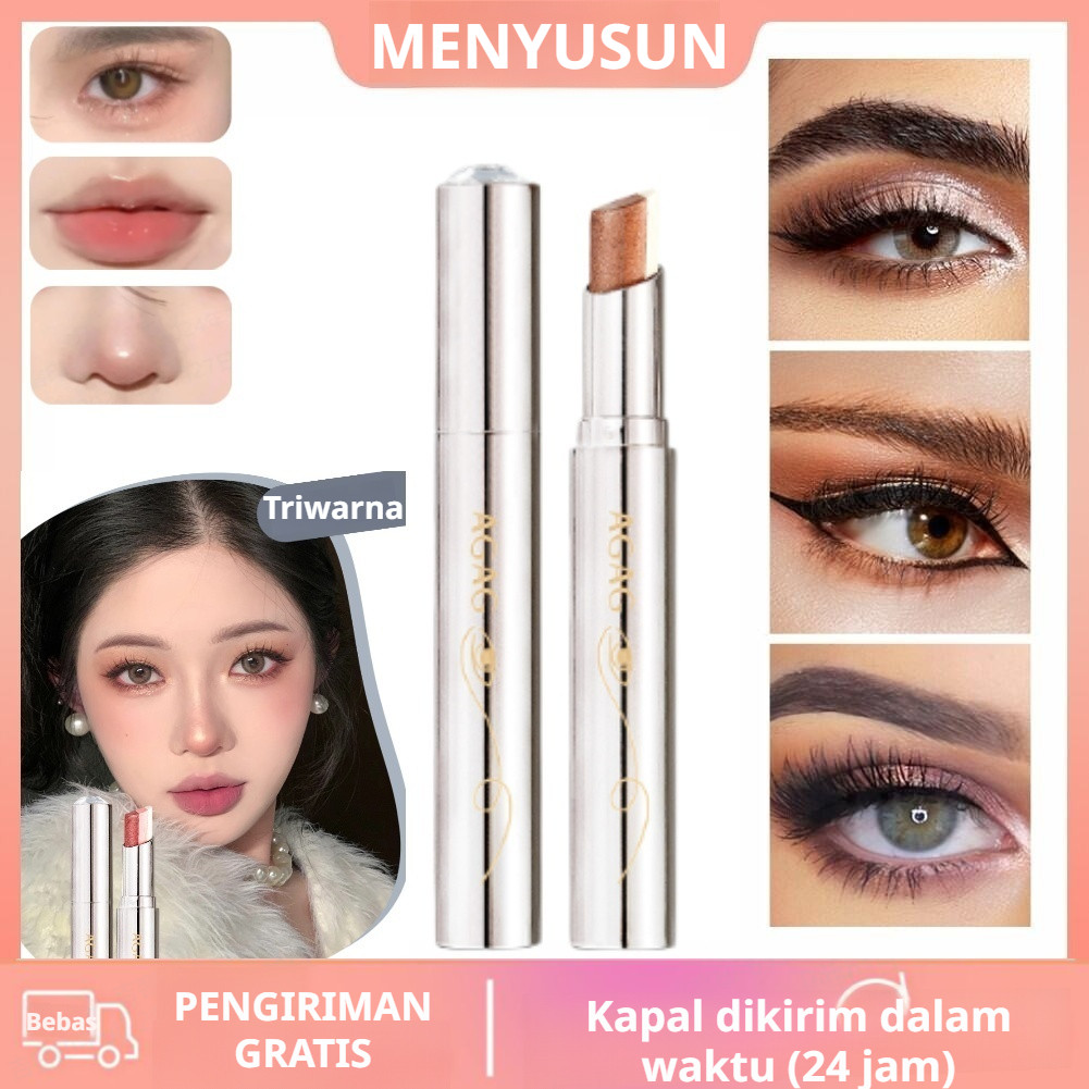 ❤️New arrivals/Big discounts❤️Eyeshadow Stick Gradien Tiga Warna/ Riasan Cepat Tahan Air/ Kilau Muti