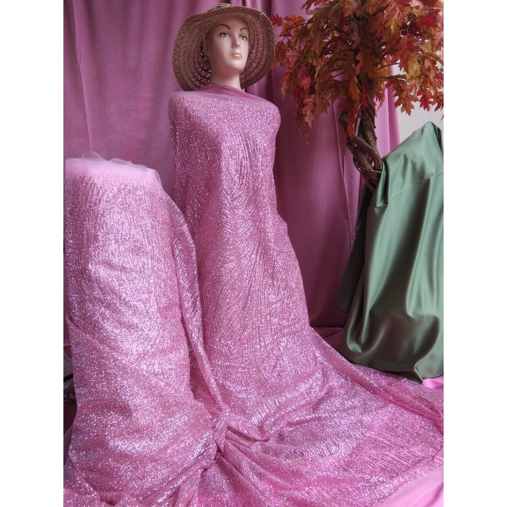 KAIN TILE RAMBAT BRUKAT BROKAT BORDIR BAHAN KEBAYA 1 Meter