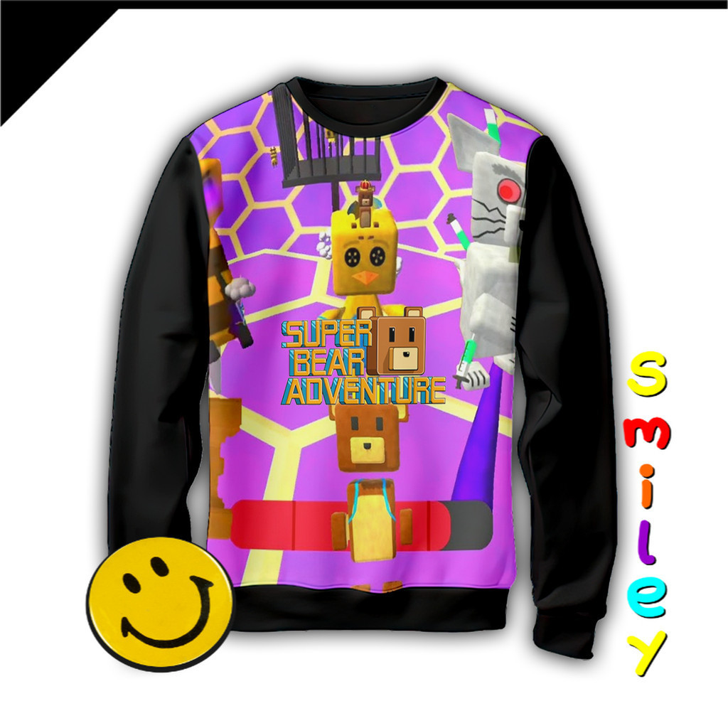Sweater Anak Super Bear Adventure Jaket 3D Beruang Sultan 01SBA004_SW Untuk Usia 1-12 Tahun - Smiley