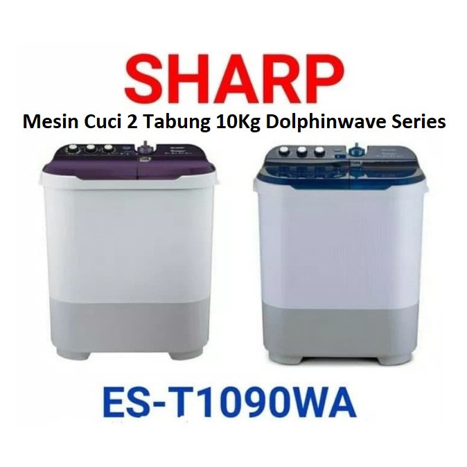 SHARP Mesin Cuci 2 Tabung 10 Kg ES-T1090 Dolphinwave Series 1090