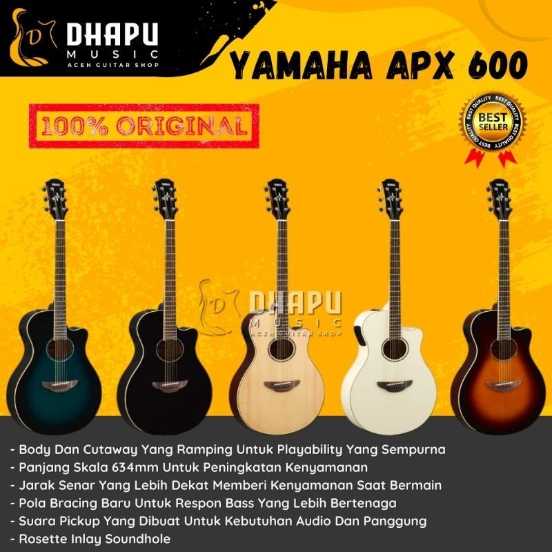 Gitar Akustik Elektrik Yamaha APX600 Original 100% Original Gitar Original Akustik Electric
