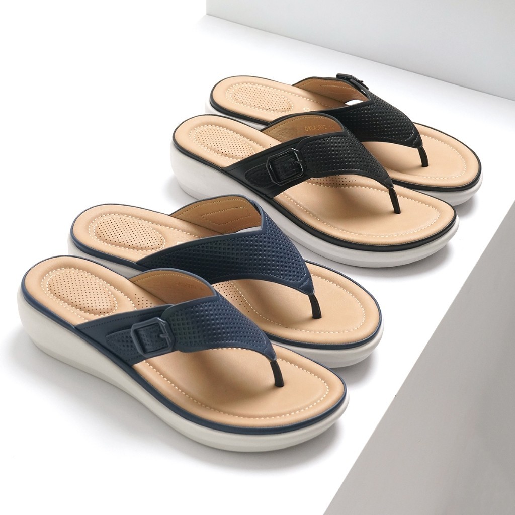 Gabino Sandal Wanita Wedges Thong Jepit Casual Fey - O1CA3002
