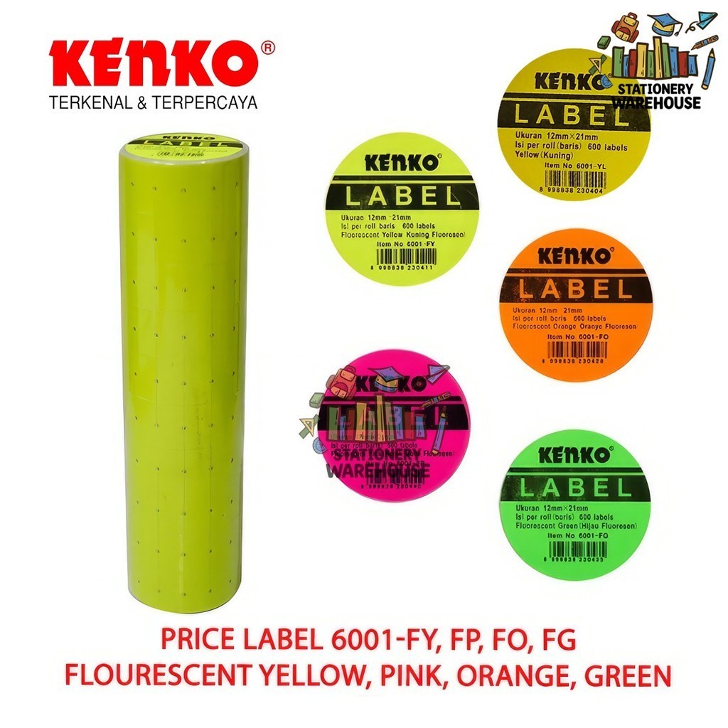 

Price Label / Label Harga 6001 Fluorescent Green , Yelllow , Orange , Pink 21 x 12 mm