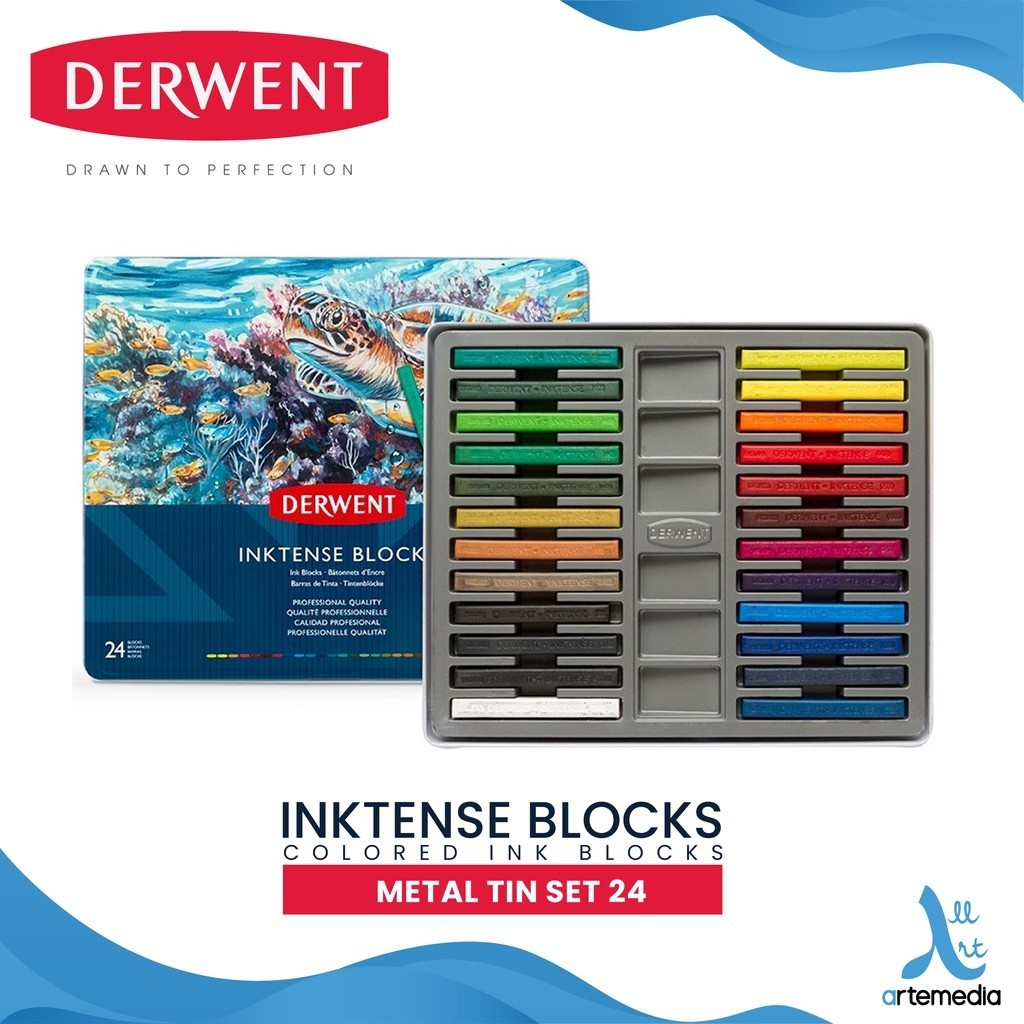 

Derwent Inktense Block 24 Color Metal Tin Set Balok Warna