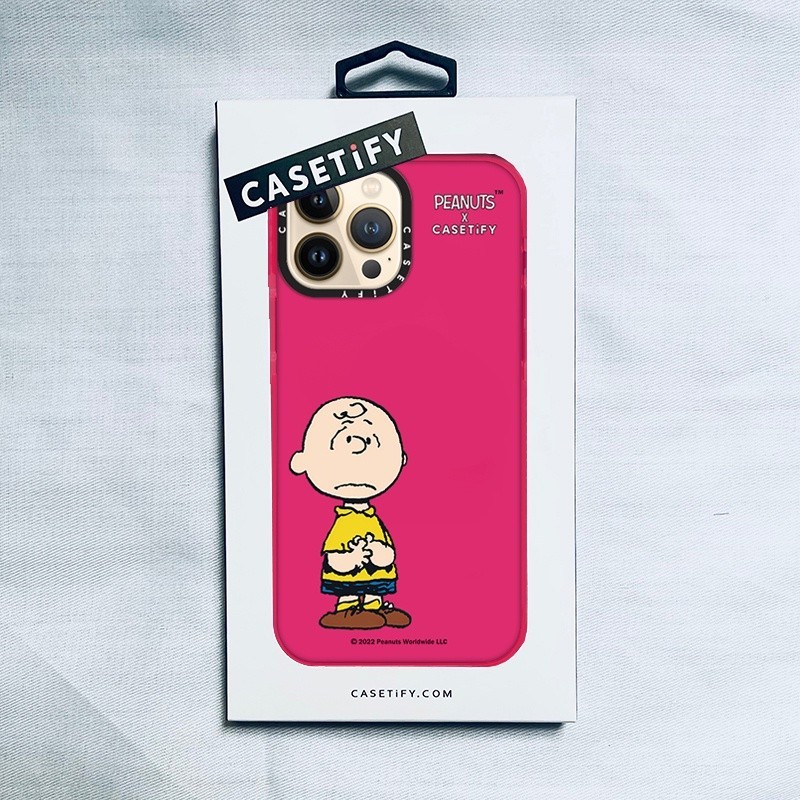 CASETiFY X PEANUTS Single Charlie RosePink Case IPhone 13 12 11 Pro Max Mini XS MAX XR X SE 6 6S 7 8 Plus Soft Case