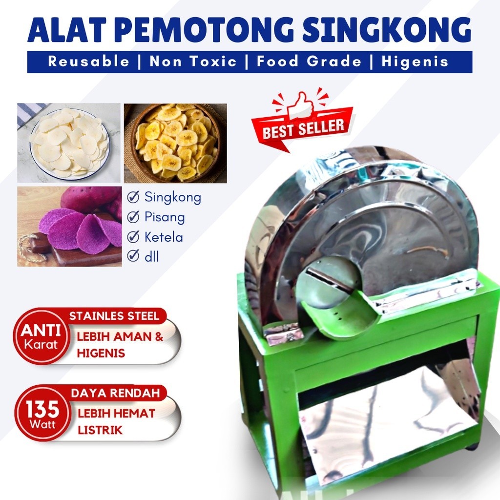 Pemotong Singkong Kripik Mesin Pemotong Ketela Otomatis Rajang Keripik Kentang