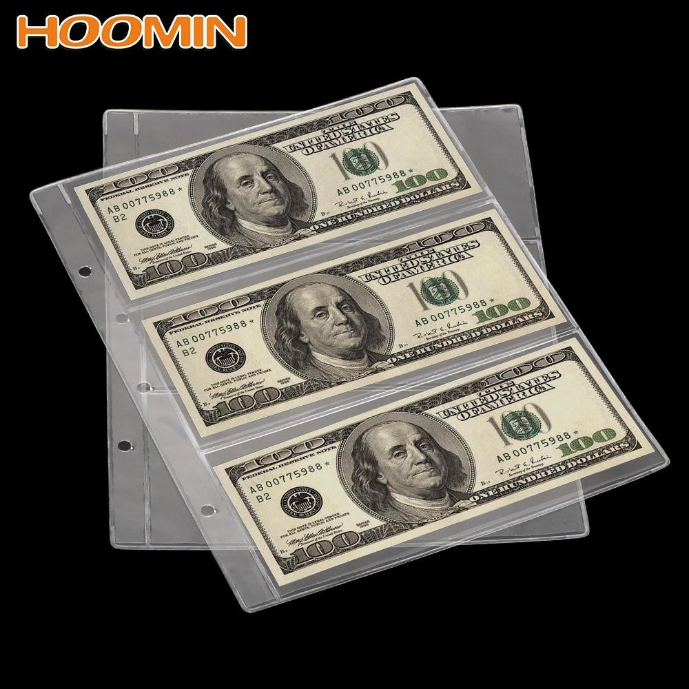 

Transparent Money Banknote Paper Money Collection Album Banknotes Holder 3-Slot Paper Money Protective Bag Loose Leaf Sheet