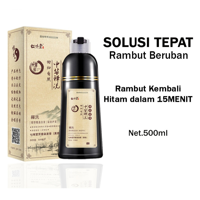 Sampo Penghitam Rambut Uban ZEIN Black Hair Shampoo Semir Rambut Hitam 500ML