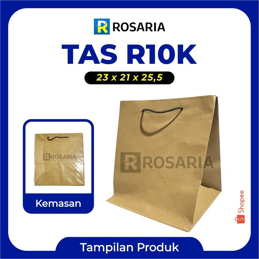

TAS KERTAS R10K 23x21x25,5 COKLAT Merk AREMA PaperBag Polos Kraft Souvenir Hajatan Kado Hampers Lusinan