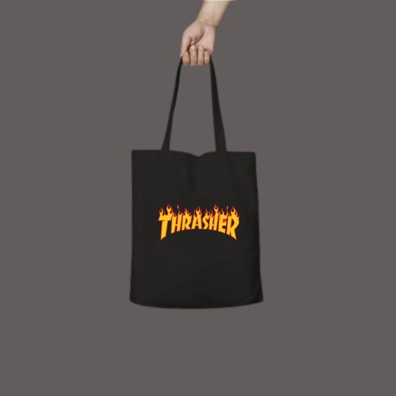 tote bag THRASHER / tote bag resleting / tote bag pria / tote bag wanita / tas tote bag distro / tot