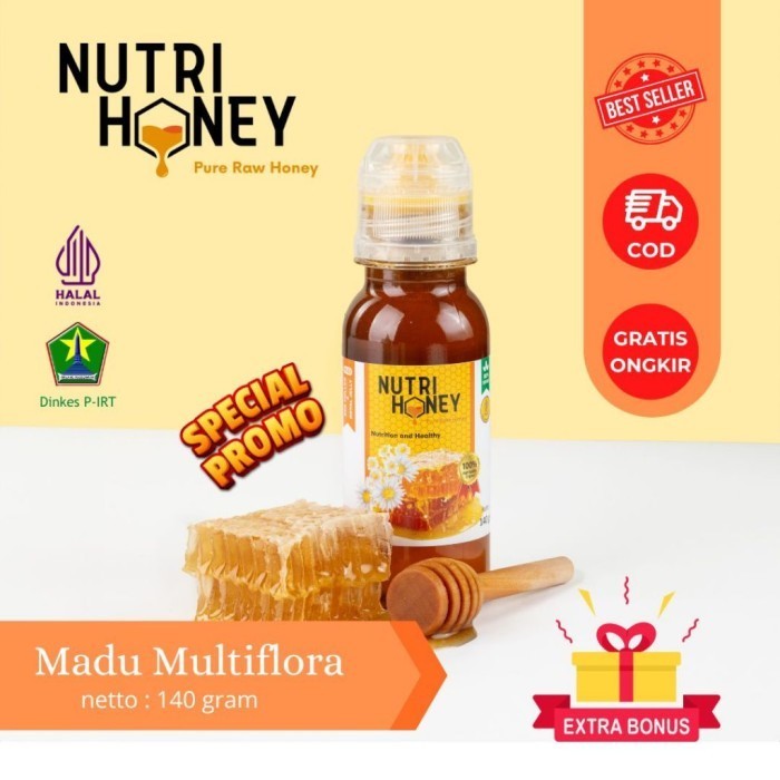 

Nutri Honey - Madu Asli - Madu Murni - Madu Asli 100% Tanpa Campuran - Madu Raw Honey - Royal Jelly