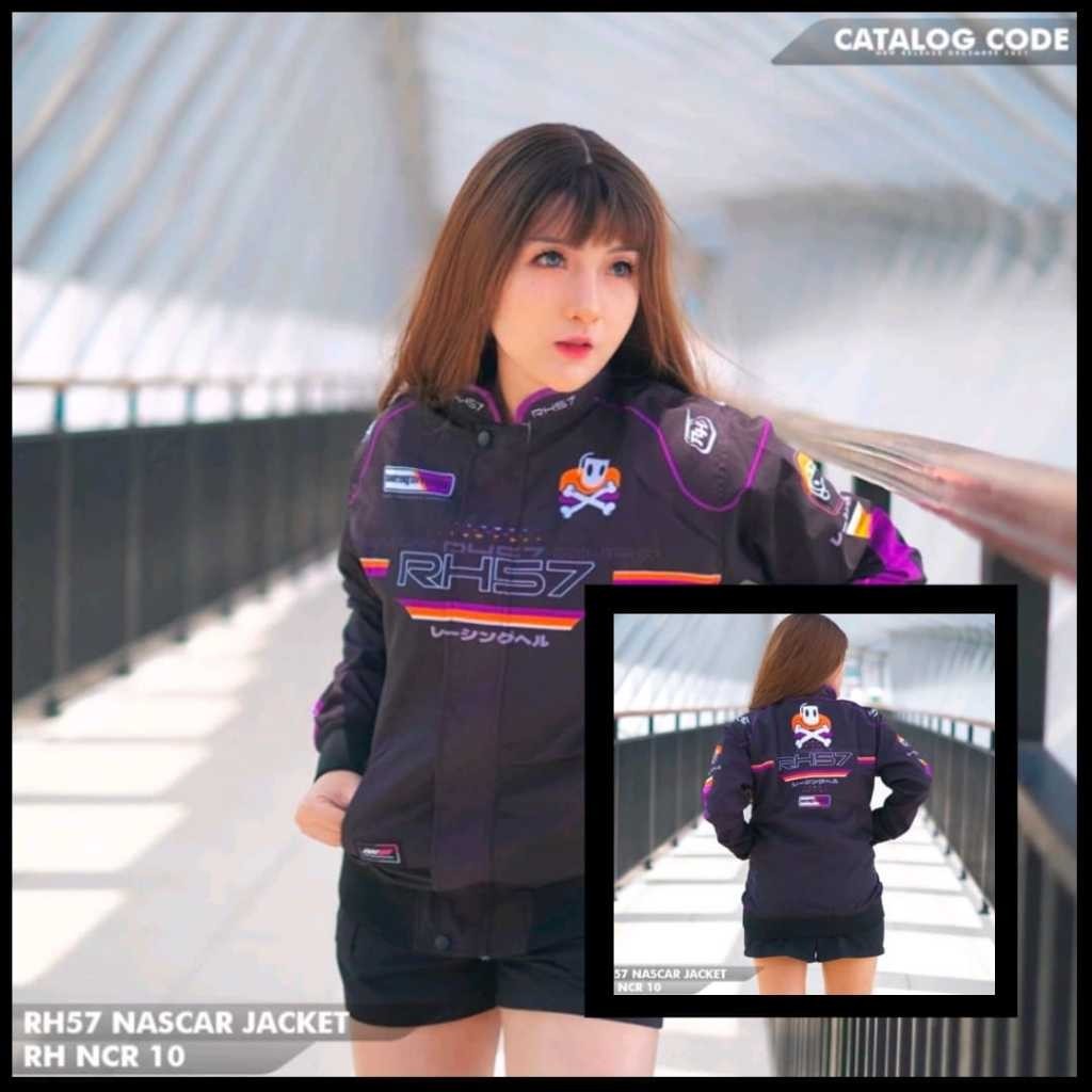 Jaket Nascar Rh57 Hitam List Ungu Bahan Lotto Fullprint