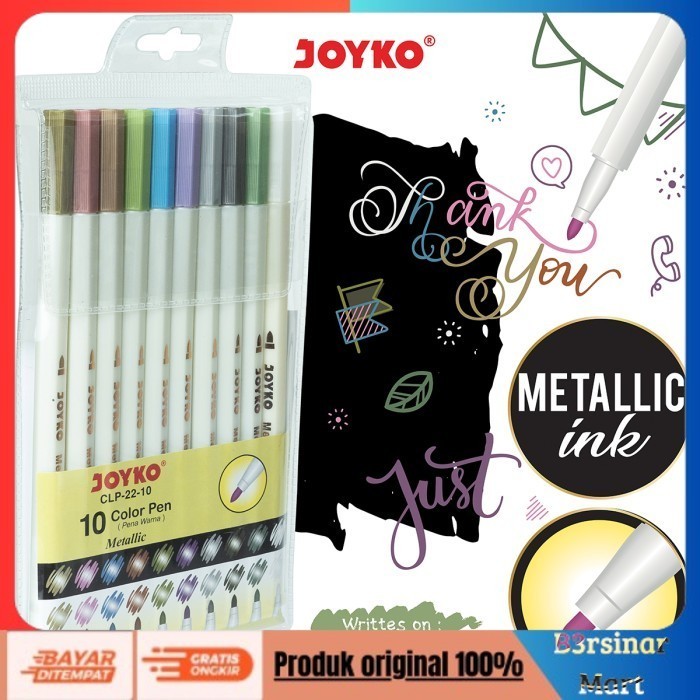 

[COD] DISKON Color Pen Pulpen Pena Warna Joyko CLP2210 Metallic 10 Warna Colors Berkualitas
