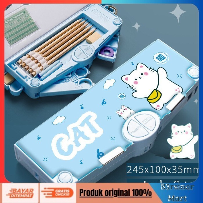 

[BAYAR DI TEMPAT] PROMO Kotak Pensil Pola Kartun Lapisan Ganda Tunggal dengan Rautan Kapasitas BlueCat COD