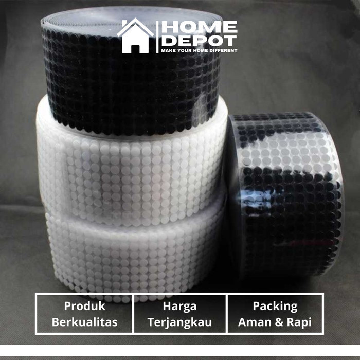 

Lakban Tepe Dot Velcro Hook & Loop Magic Sticker 450 Pairs 10 mm - Hitam