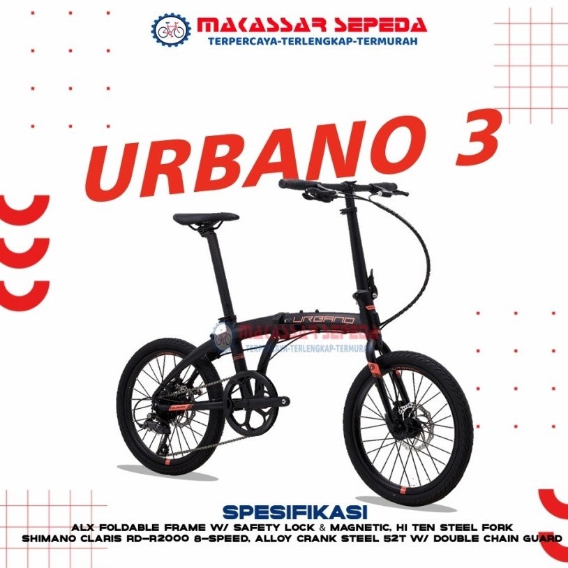 SEPEDA LIPAT POLYGON URBANO 3 8SPEED ALLOY MECHANIKAL DISCBRAKE