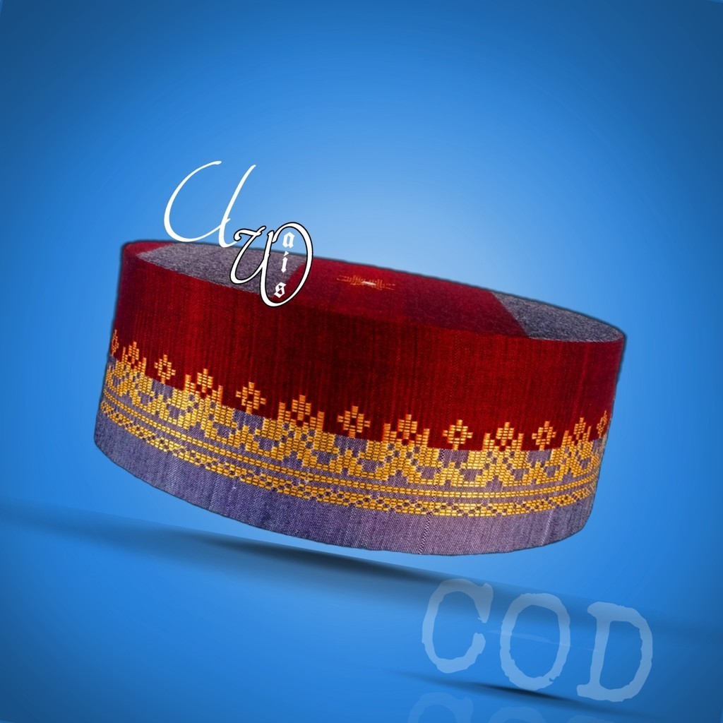 PECI SONGKET merah abu emas motif cerek khas medan MURAH SONGKOK TERLARIS KOPYAH DEWASA