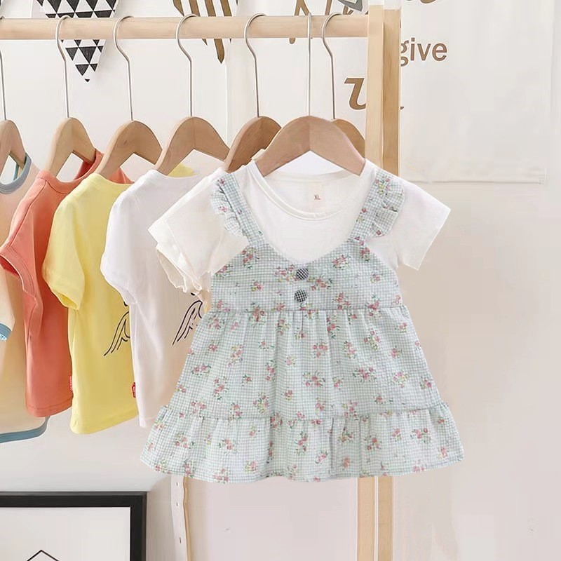 Dress Overall VINTAGE FLOWER Lucu Anak Perempuan Fashion Korea
