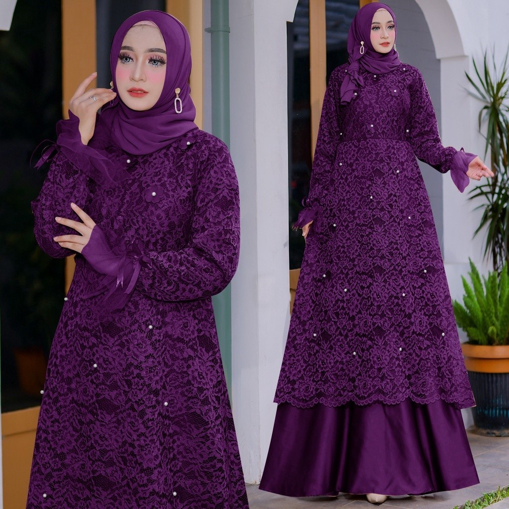 New Produk Bellona Baju Gamis Full Brukat Gamis Remaja Dewasa Gamis Brukat Premium/Ukuran S-M , L , 