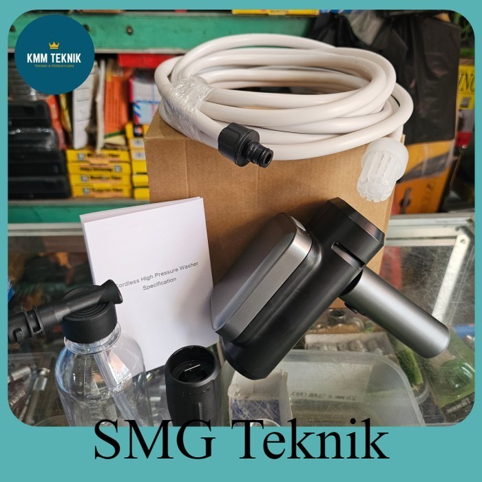 Berkualitas CORDLESS PRESSURE WASHER ELF12 ALAT CUCI MOBIL BATERAI 15 BAR 4AH USB UHY762