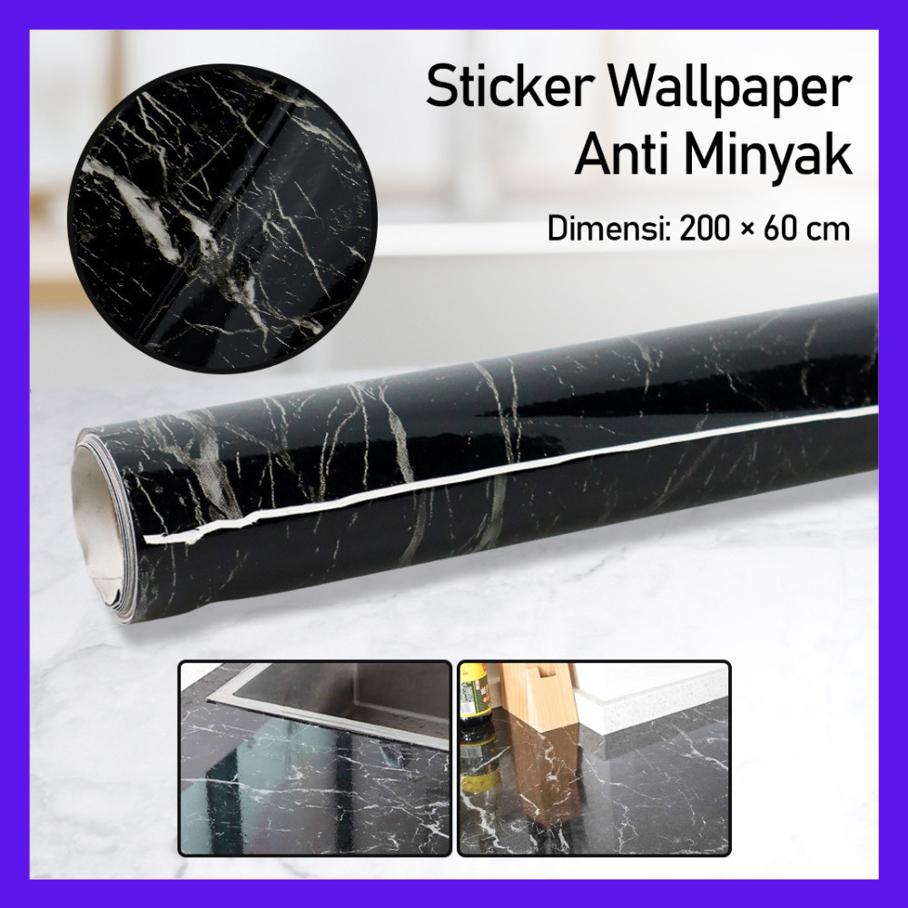 SILVIA ATENA STORE-Sticker Wallpaper Meja Dinding Dapur Anti Minyak 200 x 60 cm - WGFYT4B - White da