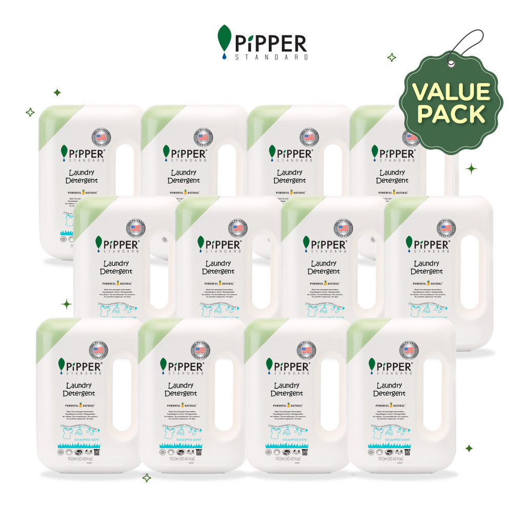 PiPPER Laundry Detergent Eucalyptus Scent Value Pack 12x 900 ml